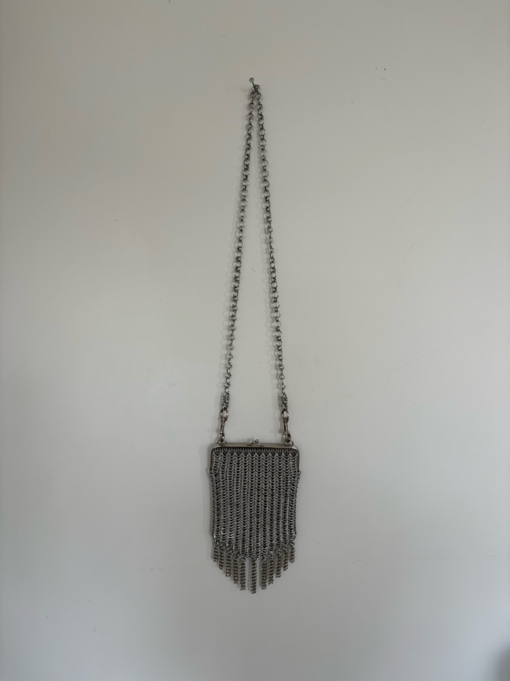 Silver Chainmail Fringe Crossbody Bag